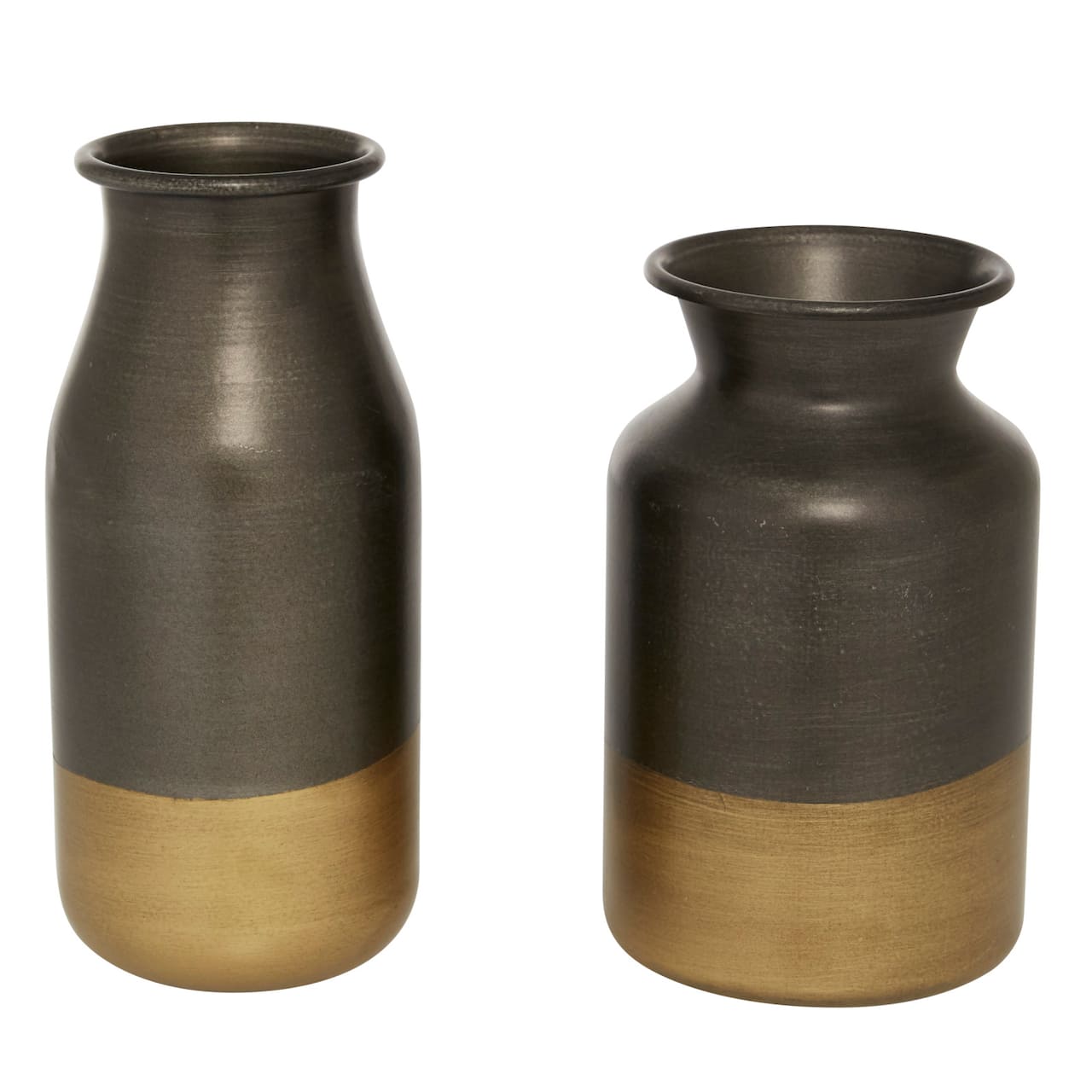 The Novogratz Set of 2 Gold Metal Contemporary Vase, 8&#x22;, 9.25&#x22;